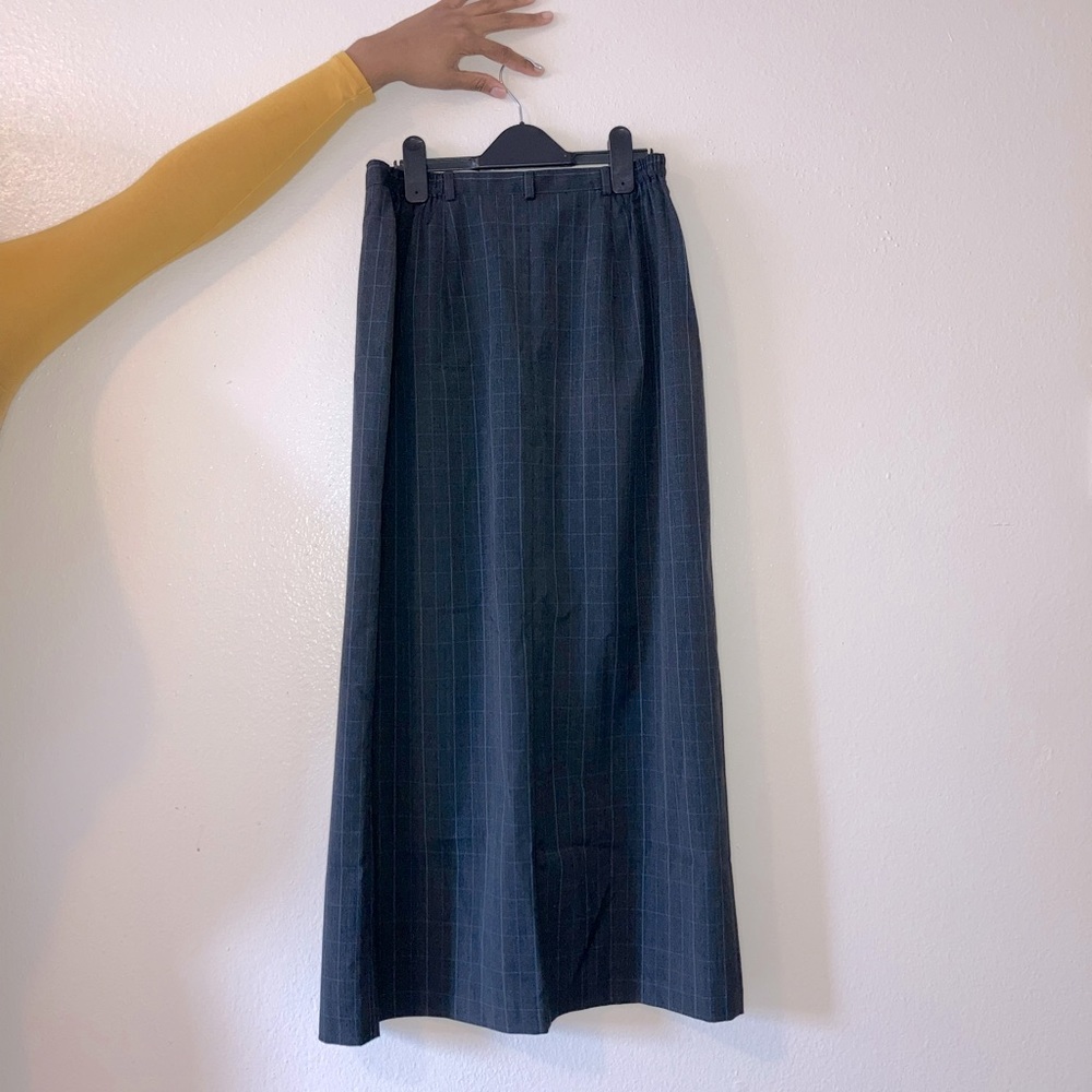Dark Gray and Light Blue Plaid Pencil Skirt